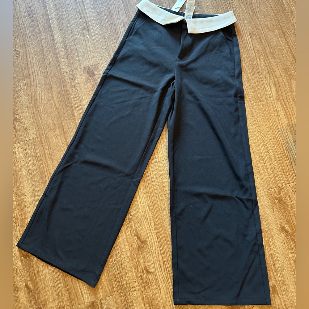 NWT Missguided Tuxedo-style pants with contrast “collar” waistband